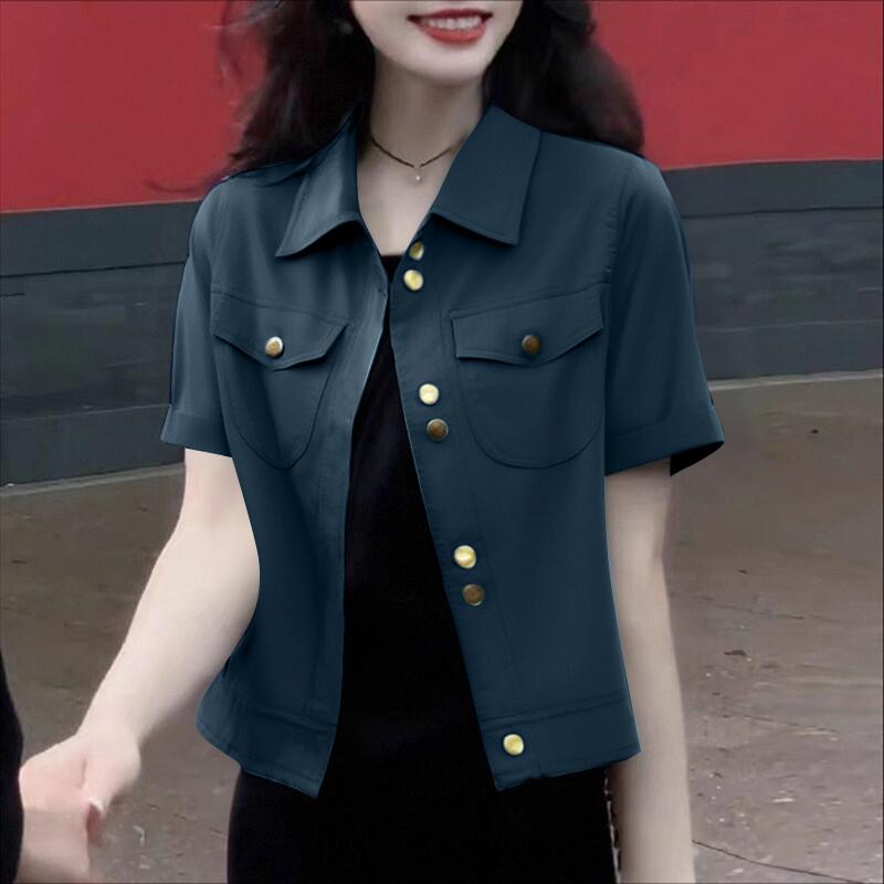 ZANZEA Женская повседневная блузка с отложным воротником и коротким рукавом