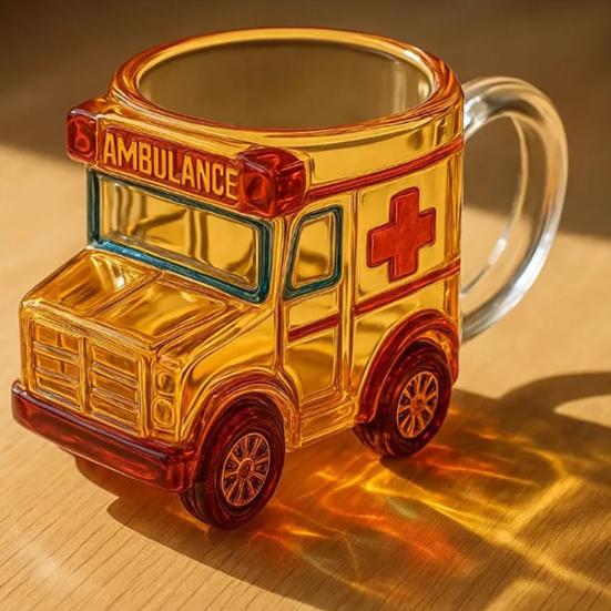 Кружка стеклянная в форме школьного автобуса Yousheng 10 унций, новинка, чашка для питья для детей, коллекционеров, забавный контейнер для напитков на автомобильную тематику