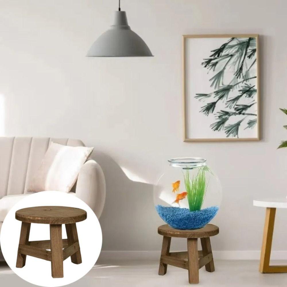 Mini Size Mini Wooden Stool Round Bonsai Rack Decorative Succulent Plant Stand Office