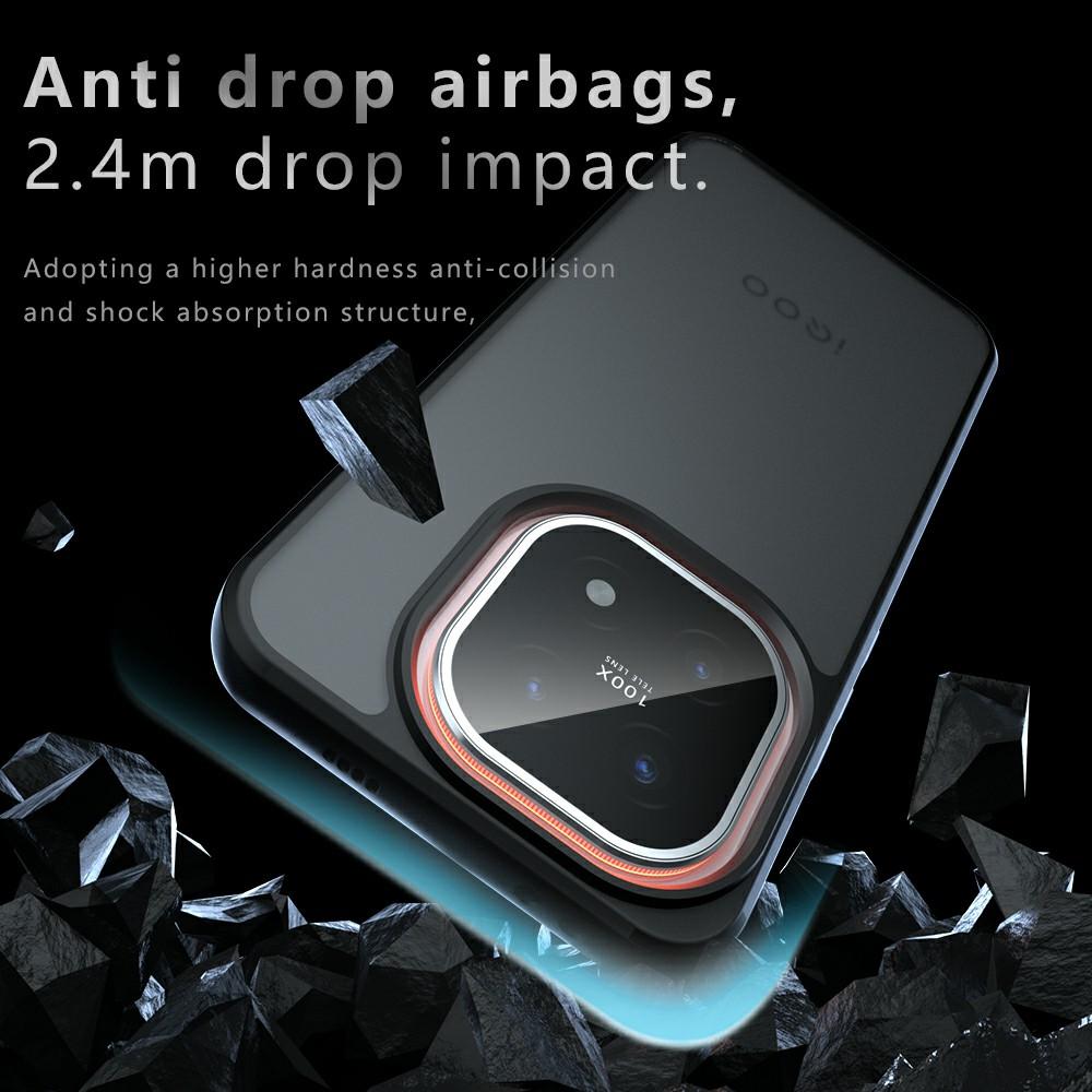 For vivo iQOO 15 5G Case Skin-Touch TPU + PC Matte Phone Back Cover, Transparent Black