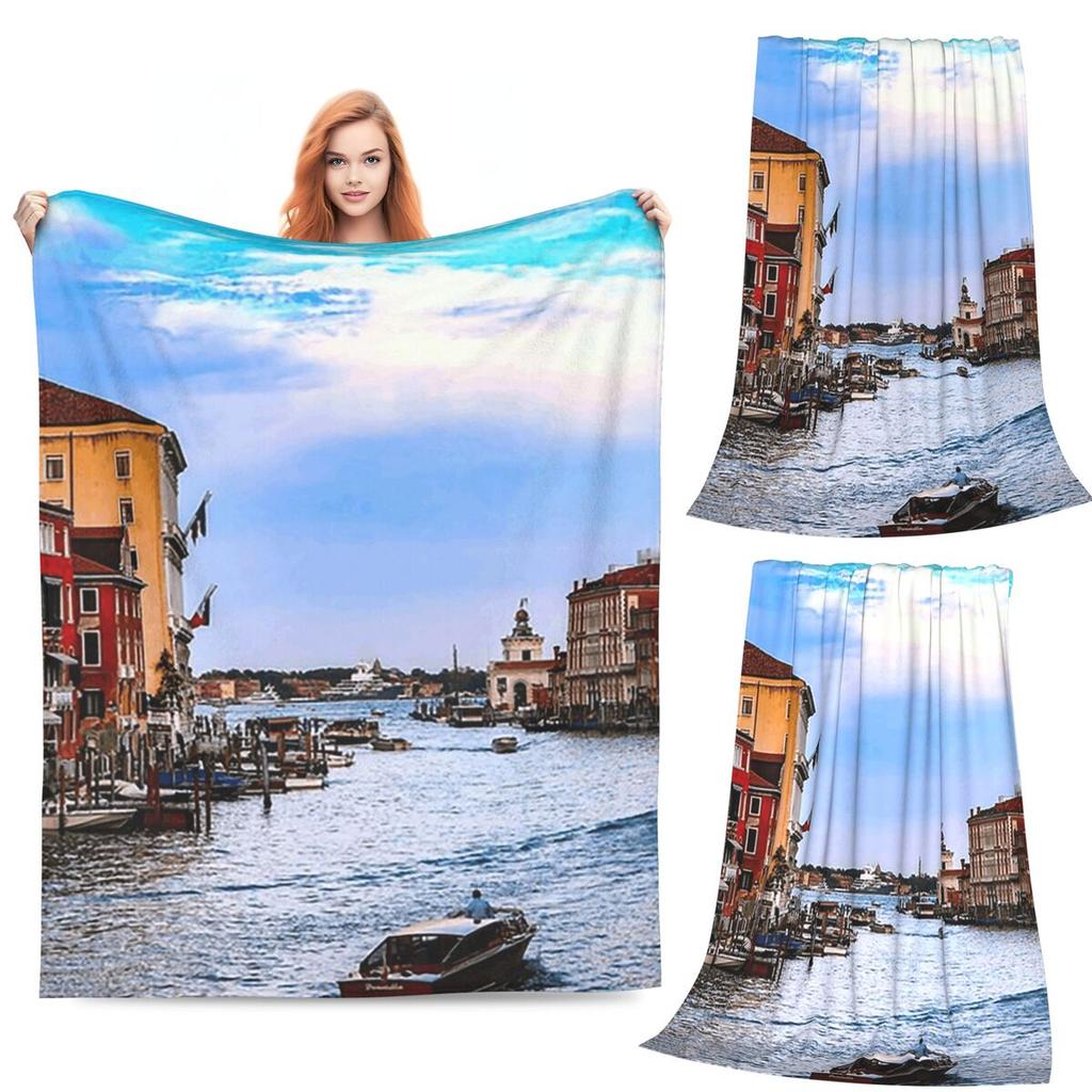 Venice Grand Canal Blanket Fleece Sofa Throw Blanket Lightweight for Couch Bedding Office Throws Bedspread Quilt