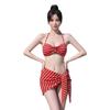 Swimsuit female sexy red stripes pure white bikini small breasts gather split seaside vacation hot spring swimsuit