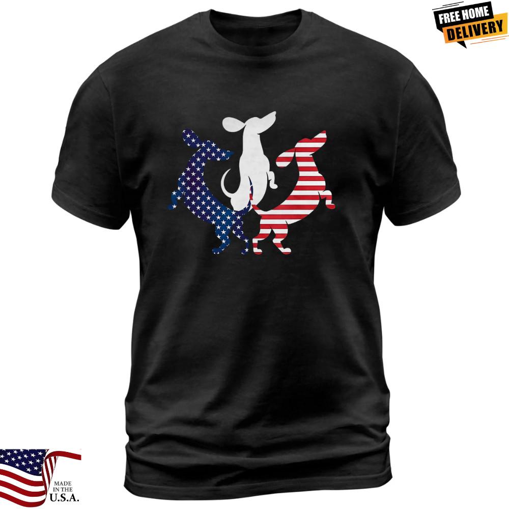New Apparel Dachshund American Flag Tshirt Independence Day Gift Unisex T-Shirt