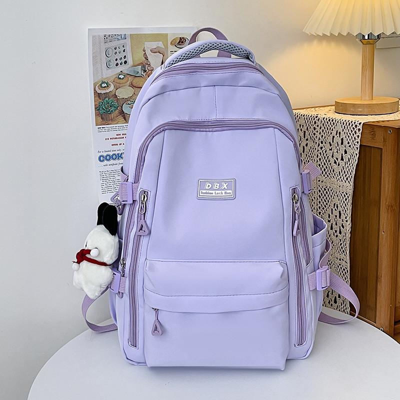 Simple Large Capacity Backpack With Solid Color And Letter Design For Daily
