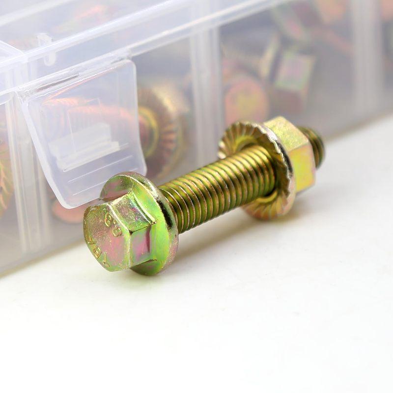 112 pieces of M6 x 10-50mm flange hexagon head bolt-nut kit, 8.8 grade alloy steel metric flange hexagon screws and nuts