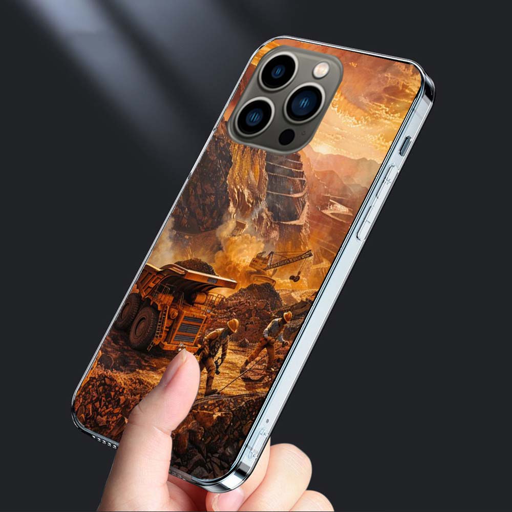 Heavy Duty Dump Truck Equipment Inspection Phone Case For Iphone 16E 15 Pro 14 Plus 17E 16 17 Pro Max Air 11 12 13 Mini Cover