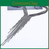 Rhinestone Fashionable Decorative Long Tassel Design Women Necklace Metal