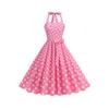 Women's Vintage High-Waist Polka Dot Party Dress Summer 50s Style Robe Beachwear Large Size Female Clothing with Belt