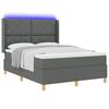 Boxspring Bed with LED Light Strips Gray 140 X 200 Cm Fabric