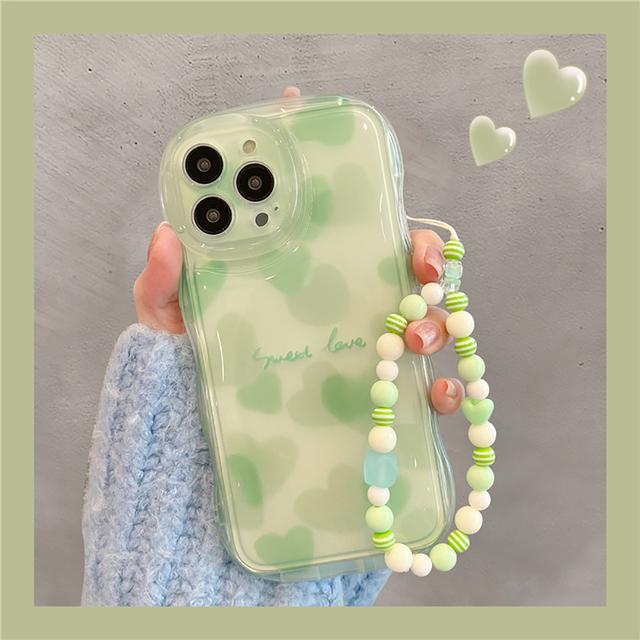 Korea Cute Heart Bracelet Transparent Love Lovely Phone Case For Iphone 14 13 12 11 Pro Max Plus Wristband Shockproof Soft Cover