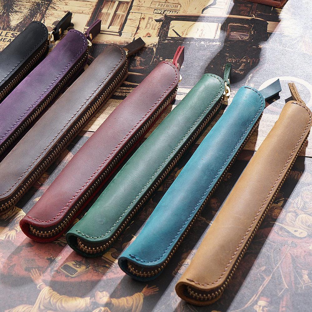 Retro Cowhide Apple Stylus Protective Case - Portable Genuine Leather Pen Bag