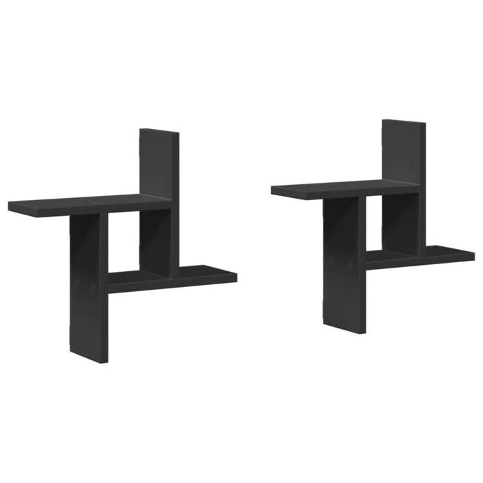 VidaXL Wall Shelves 2 Pcs Black 38x12x38 Cm Engineered Wood 853246