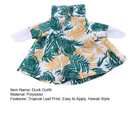 Гавайский костюм утки Лацкан Одежда для питомца Утки Принт тропических листьев Костюм для домашних уток и гусей Вечеринки Пляж Морские прогулки Наряд