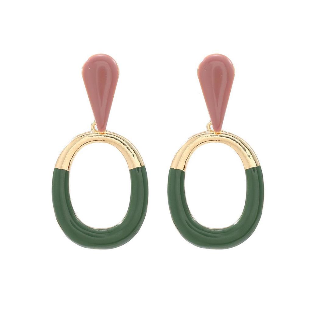 Женские бохо ретро цветные полые овальные металлические серьги