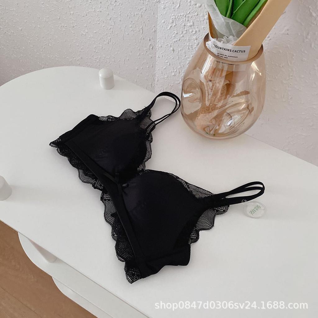 Premium Satin Underwear Girls Soft Latex Cotton Small Breasts Gather Up Sexy Lace Bra