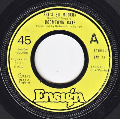 7-дюймовая пластинка BOOMTOWN RATS Shes So Modern ENY13 Ensign 1978 UK Рок Б/у