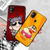Black Case for Xiaomi Redmi 13C Note 9 iPhone XR 7 8 14 15 11 12 13 X XS Pro Max Samsung A25 S23 S24 FE Ultra Plus Crayon Shin Chan