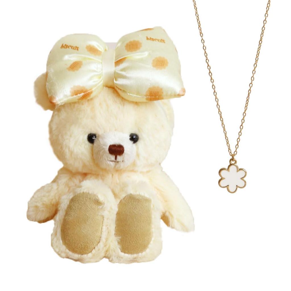 Petit Luu Ribbon Moco Flower Necklace Gift & (Biscuit Normal)