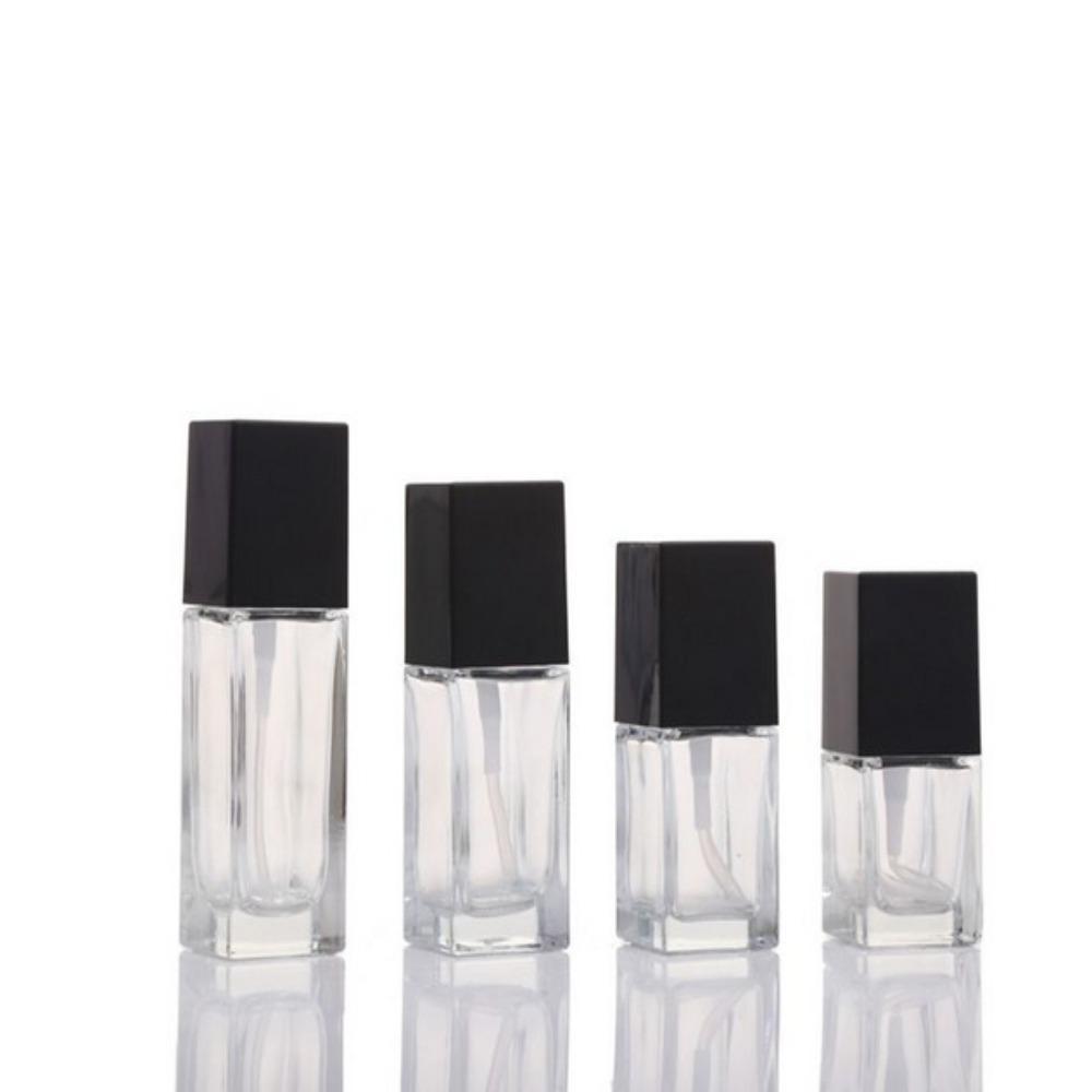 Glass Isolation Cream Packaging Bottle Transparent Square Liquid Foundation Bottle Split Bottle