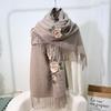 Autumn/Winter 2025 Floral Embroidered Wool Scarf - Warm, Thickened Shawl Gift for Elders