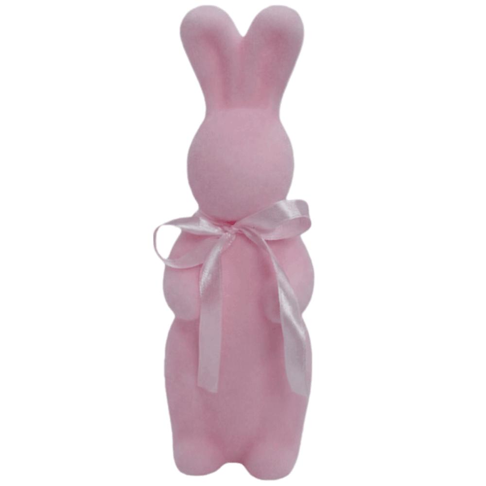 Easter Decor Flocked Easter Bunny Decor Easter Bunny with Bow Tie Bunny Figurine Foam Material Flocked Foam Rabbit