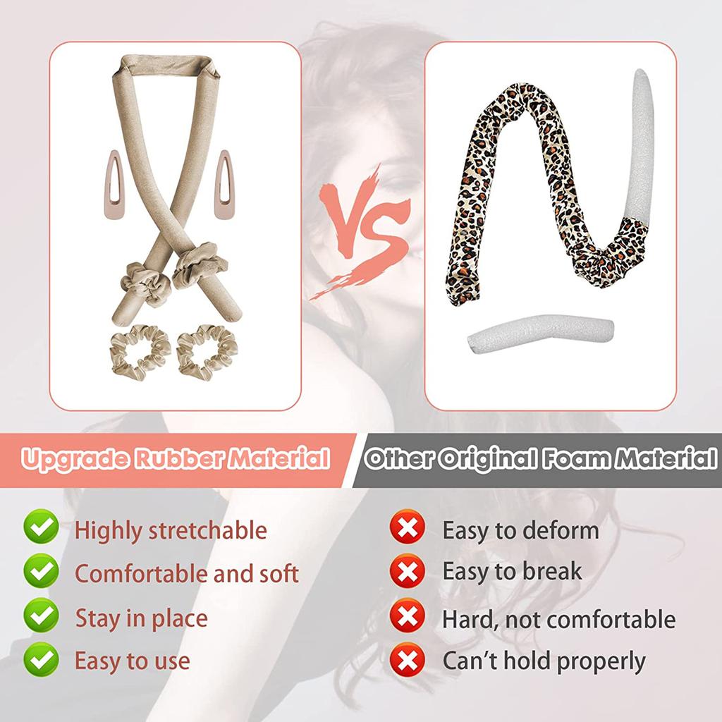 Набор для завивки волос без нагрева для длинных волос, щипцы для завивки волос без нагревания с резинками для волос, зажимами для сна на ночь