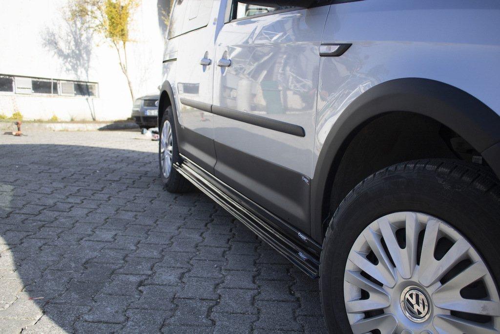 Накладки на боковые пороги EuroCap (черные) для Volkswagen Caddy 2010-2015 гг