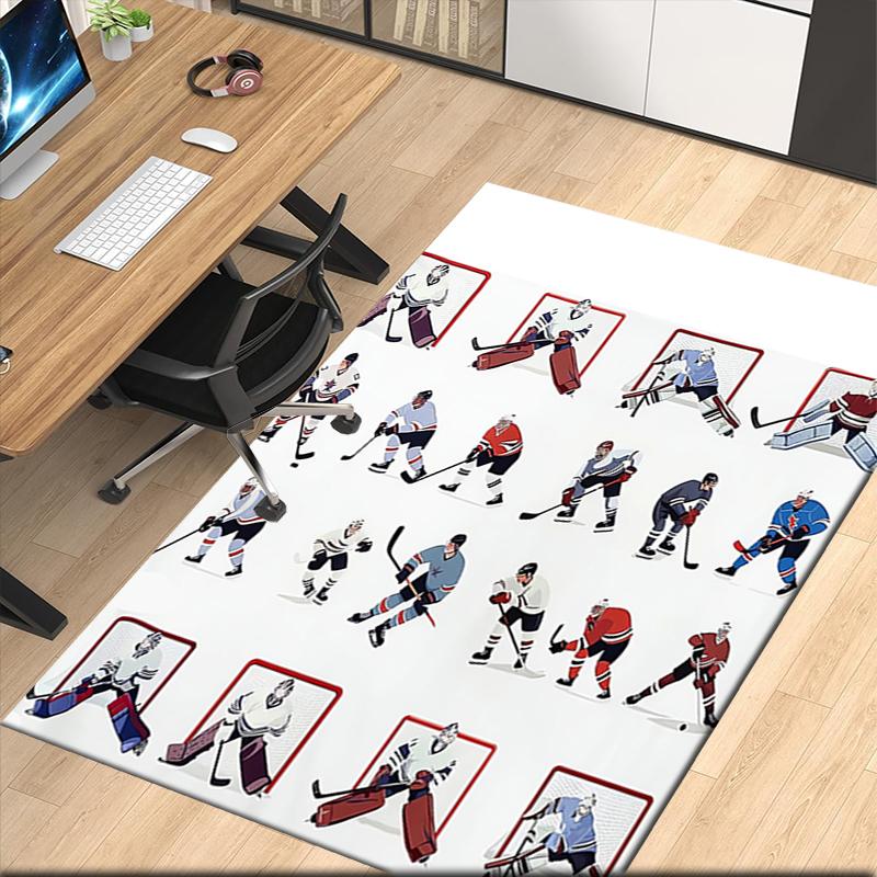 ice hockey Printed Carpet, for Office Chair Living Room Bedroom Kitchen Room Decor Gifts.