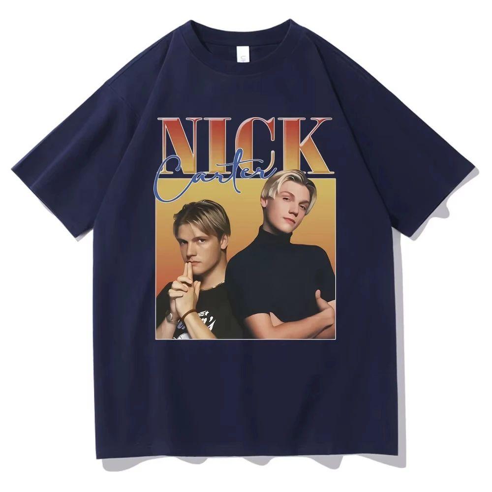 Hip Hop Tees Vintage Rock Band Backstreet Boys Nick Carter Print Tshirt Print Cotton Tees Casual Loose Oversized T Shirt Unisex