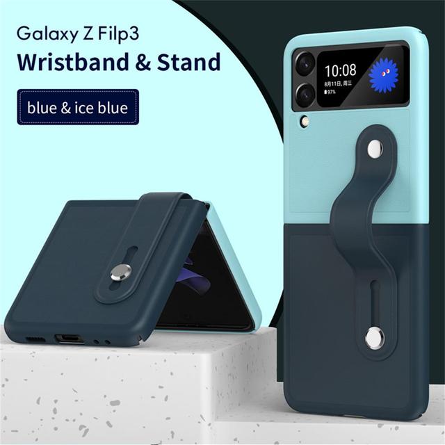 Чехол для Samsung Galaxy Z Flip 3 4, роскошный кожаный выдвижной ремешок на запястье, складной противоударный чехол для Samsung Zflip4 Flip3, чехол