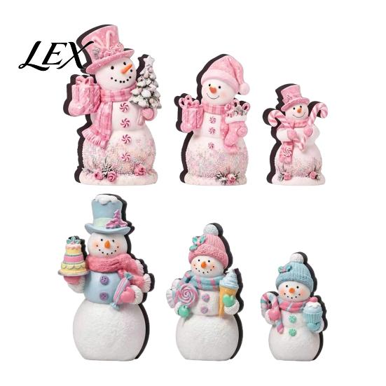Winter Holiday Tiered Tray Decor 3Pcs Christmas Wooden Tabletop Decor, Cute Snowman Gingerbread Man Figurines, Decorations Table Centerpiece,