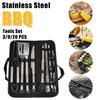 Barbecue Tool Set Spatula Fork Tongs Knife Brush Skewers Stainless Steel Barbecue Utensil 3/9/20 PCS BBQ Tools Set For Camping Outdoor