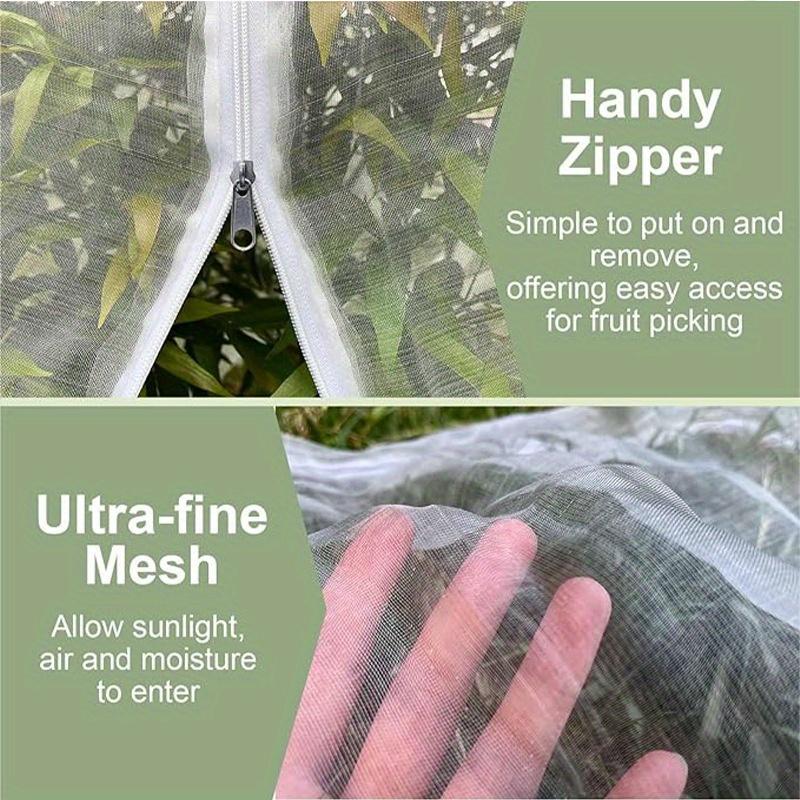 PE Material Fruit Tree Protective Net Bags with Zipper and Drawstring -Bird, Pest and Deer Barrier Net-insect and Cicada Protection Net