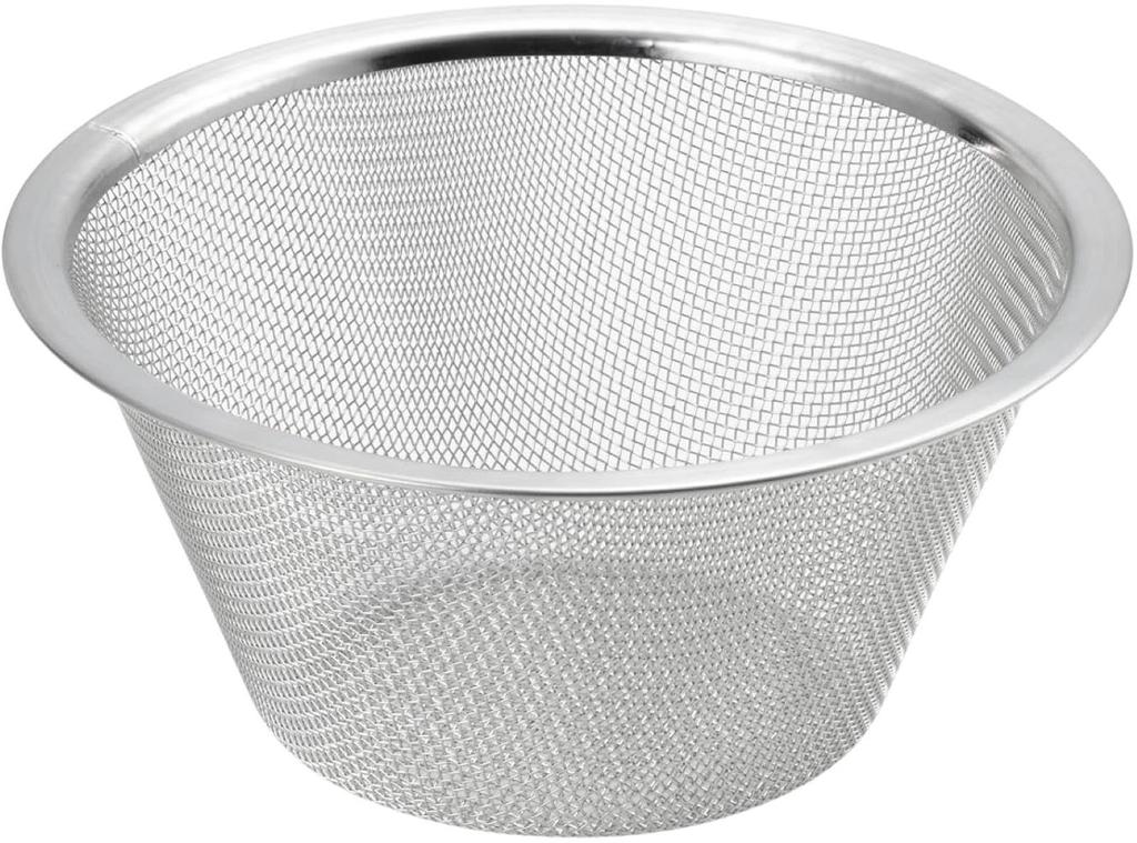 Yoshikawa Stainless Steel Durable Minimal Rim Made in Japan YJ4058 Flat-Rimmed Colander, Medium, 19.3cm Diameter, Mesh, Joints, suiro,
