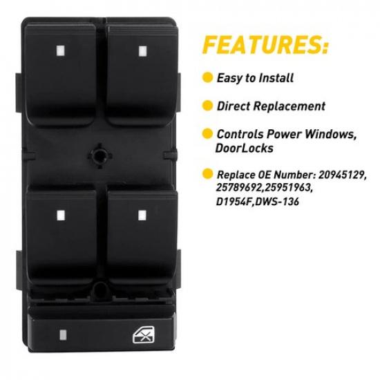 For Chevrolet Silverado GMC Left Sierra Driver Window Switch Power Master 4 Door