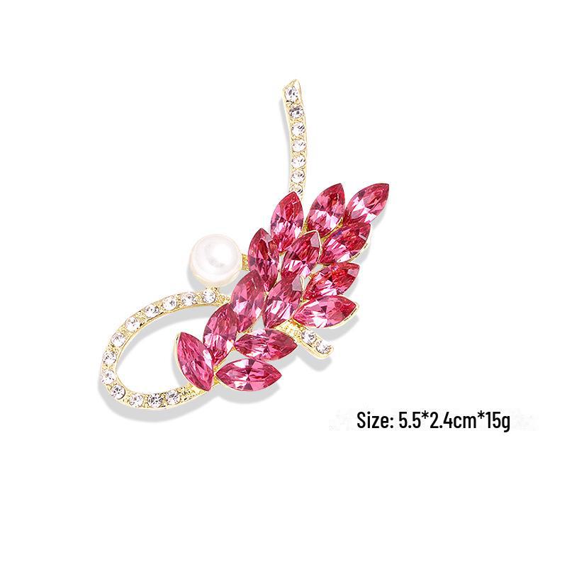 Брошь с жемчугом и перьями, с высокой ручкой, с мультяшным корсажем из страз для самостоятельного изготовления.