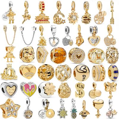 Новинка 2022 года, золотой кулон «Солнце», «Лев, пчела», генеалогическое древо, цирконовые сверкающие бусины, подходят модные подвески, серебряный цветной браслет, женские ювелирные изделия «сделай сам»