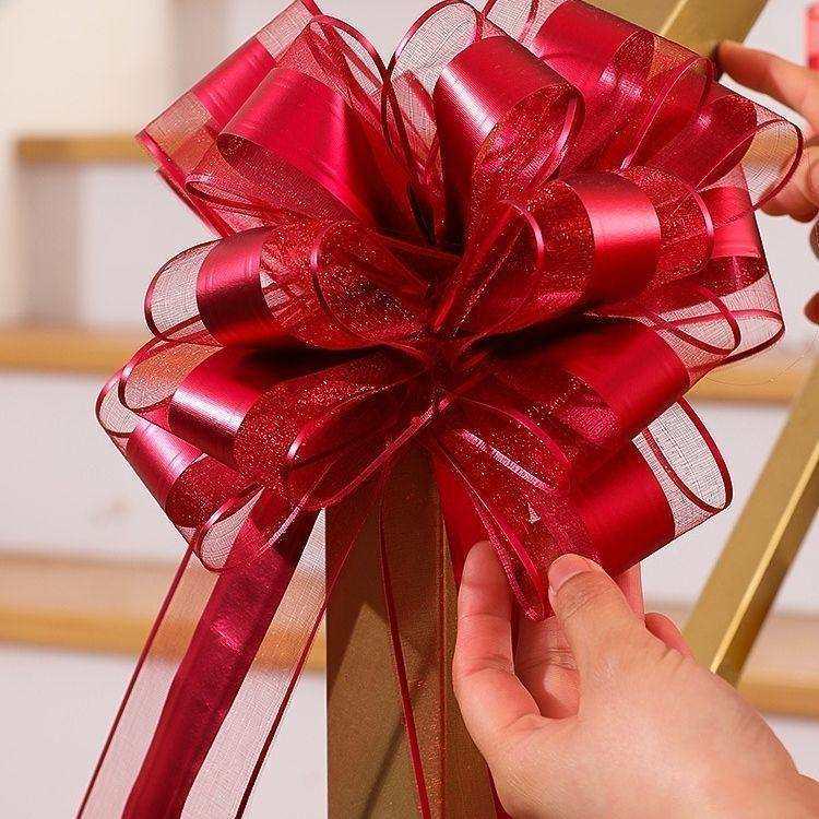 Красный двусторонний ручной свадебный ленточный бант для подарочной коробки, коробки с конфетами или особых мероприятий