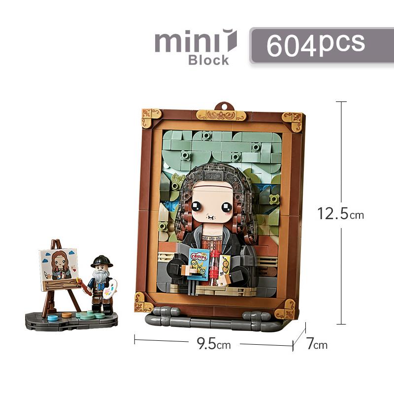 Мона Лиза DIY Building Block всемирно известные картины мини-конструктор Кирпичи 600 + шт. собрать 3D украшения повесить на стену подарок