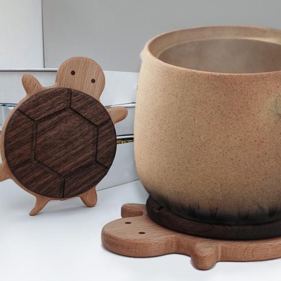 Wooden Turtle Coaster Heat Resistant Placemat for Drinks Anti-Scalding Pot Mat Reusable Table Mat Creative Party Accessory
