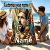 Custom Name Personalized Leo Messi Print Beach Towel, for Trip Camping Beach Party Home Decor, Birthday Gift for Family & Friends