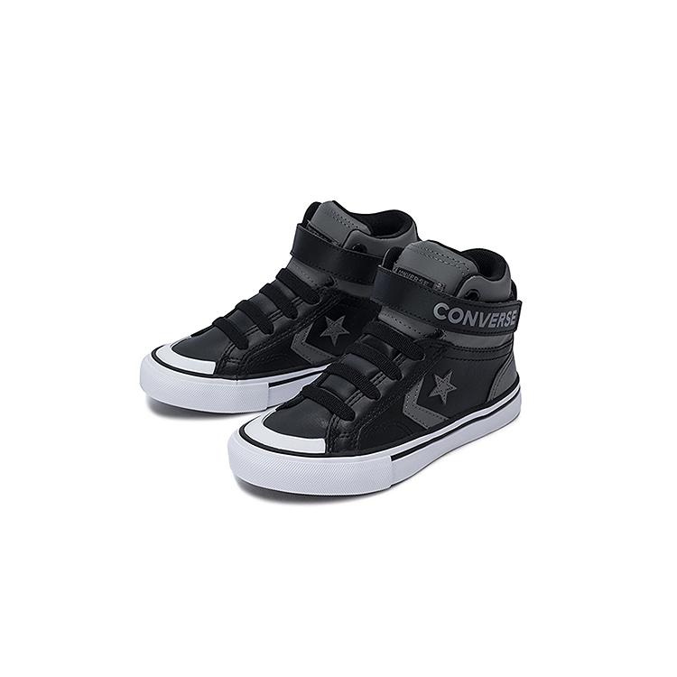 Converse Pro Blaze Strap Leather High PS Sharkskin Kids Sneakers Grey Black White A09329C