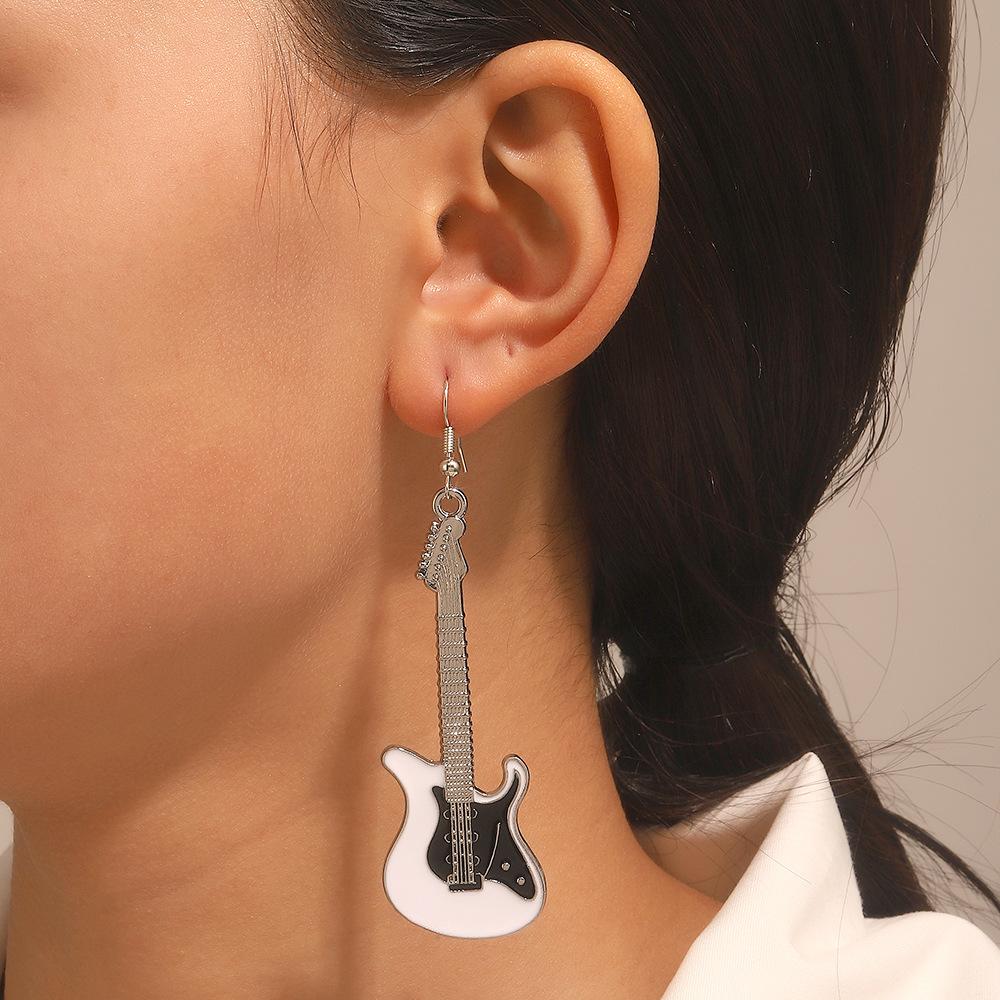 Alloy Vintage Classical Drop Earrings Personality Punk Electric Guitar Earrings  Women