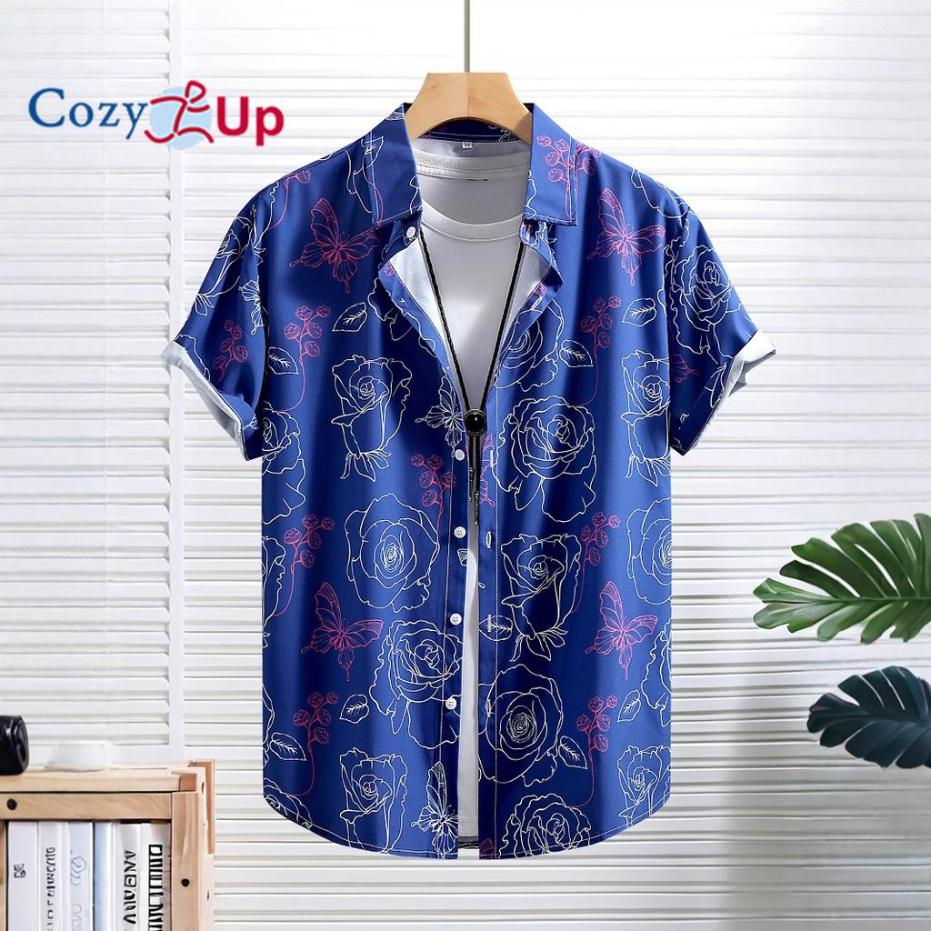 Мужская рубашка с коротким рукавом темно-синего цвета, белая розовая рубашка для мужчин, повседневная мода, летний отпуск на Гавайях 2025 г., новинка