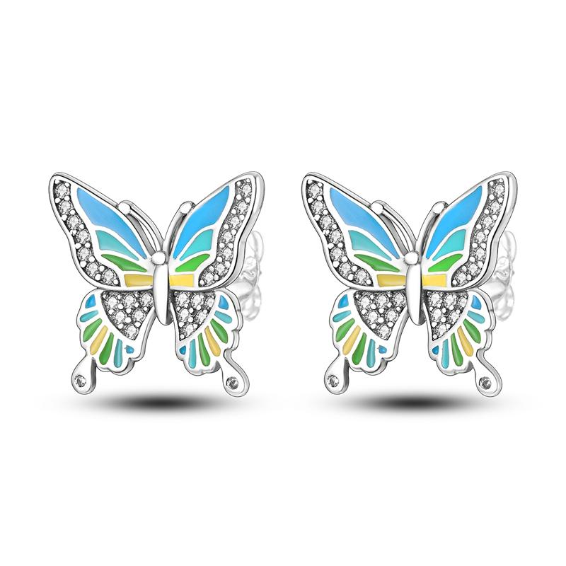 925 Silver Colorful Cute Animal Stud Earrings for Women Girlfriend Birthday Gift