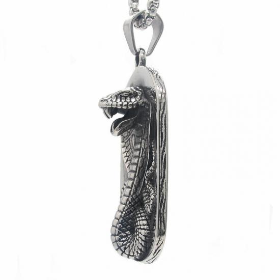 Cool Mens Stainless Steel Dog Tag Cobra Kai Snake Pendant Necklace Men Holiday Gift