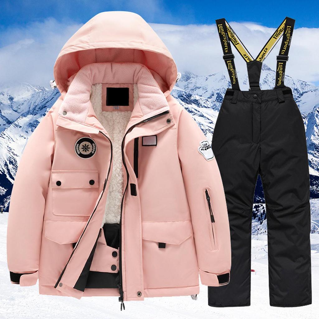 Winter Parkas Trousers Snowboarding Clothes Children's Ski Suit Girls' Outdoor Waterproof and Windproof Thick Warm Boys' and Girls' Ski Clothes