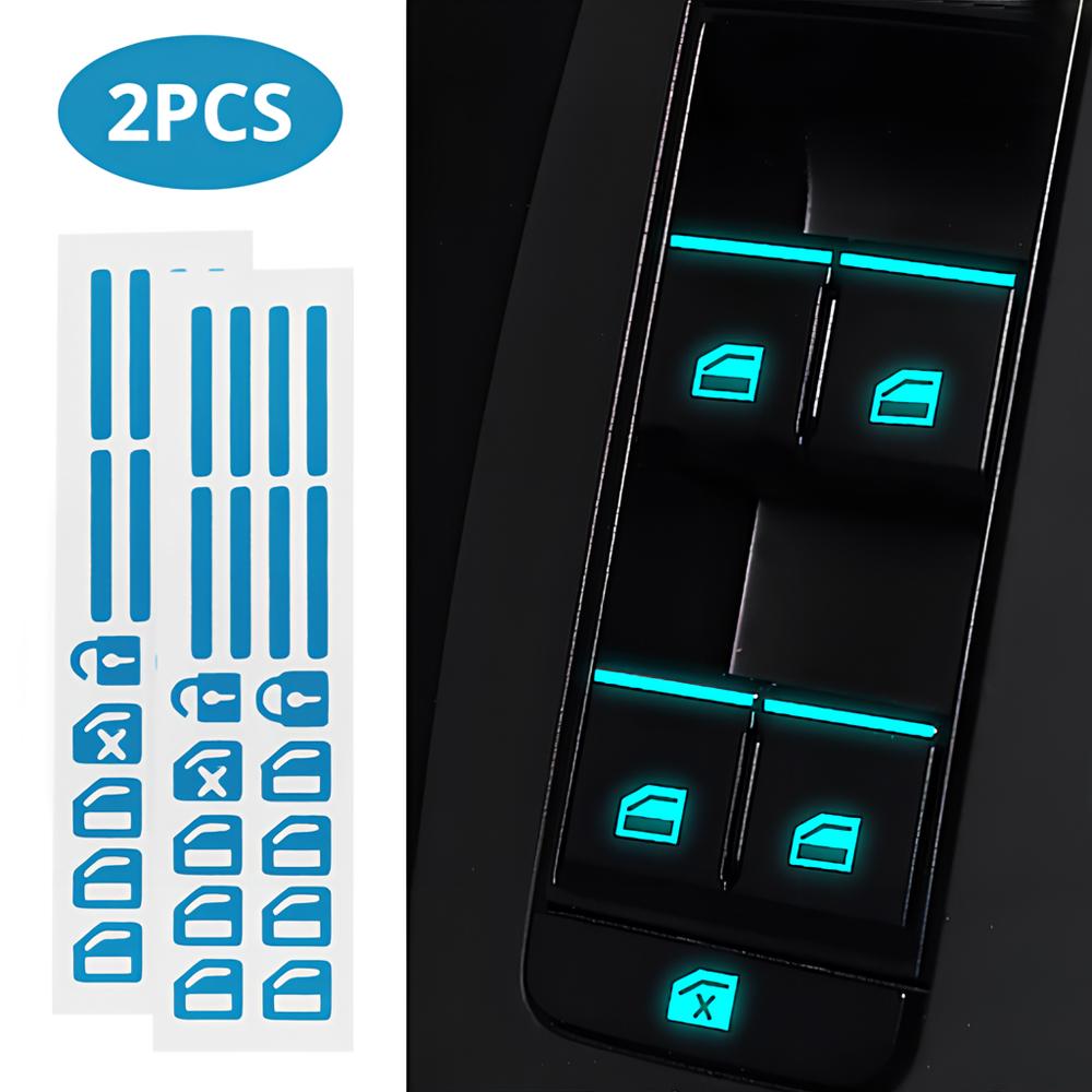 1/2 шт., автомобильный стайлинг, светящиеся наклейки на переключатель окна, ночная светящаяся кнопка, автонаклейки, универсальные, зеленые, оранжевые, синие