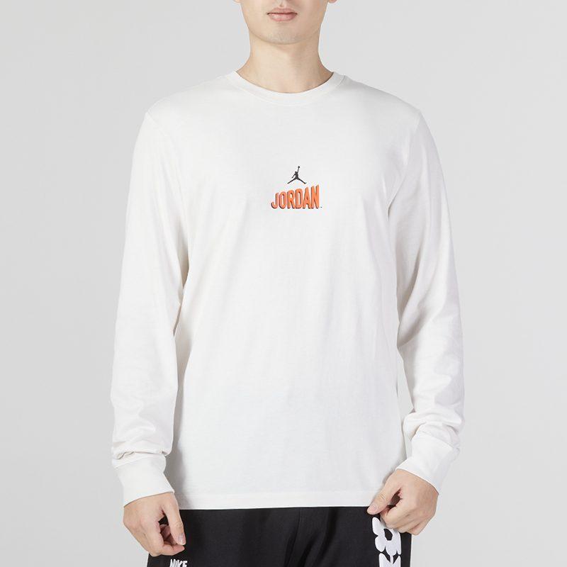 Jordan As M J Flt Mvp Ls Crew T Shirts Men's White Crew Neck Moderate Straight Fit DV8433-030