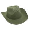 Adjustable Lightweight Wide Brim Solid Woven Panama Curled Straw Western Cowboy Visor Sun Hat With Accessories for Seaside Beach